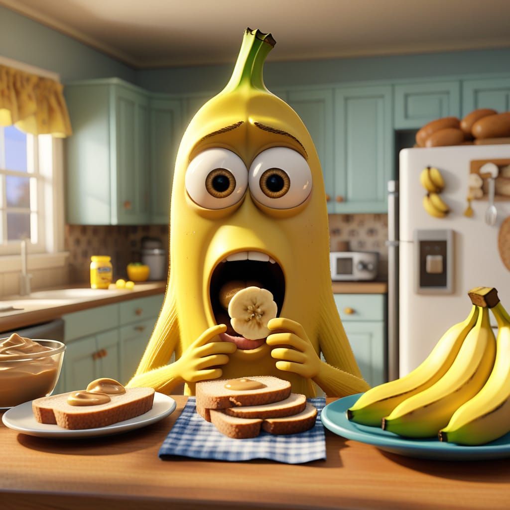 CGI Banana Creature in Home Towne Kitchen