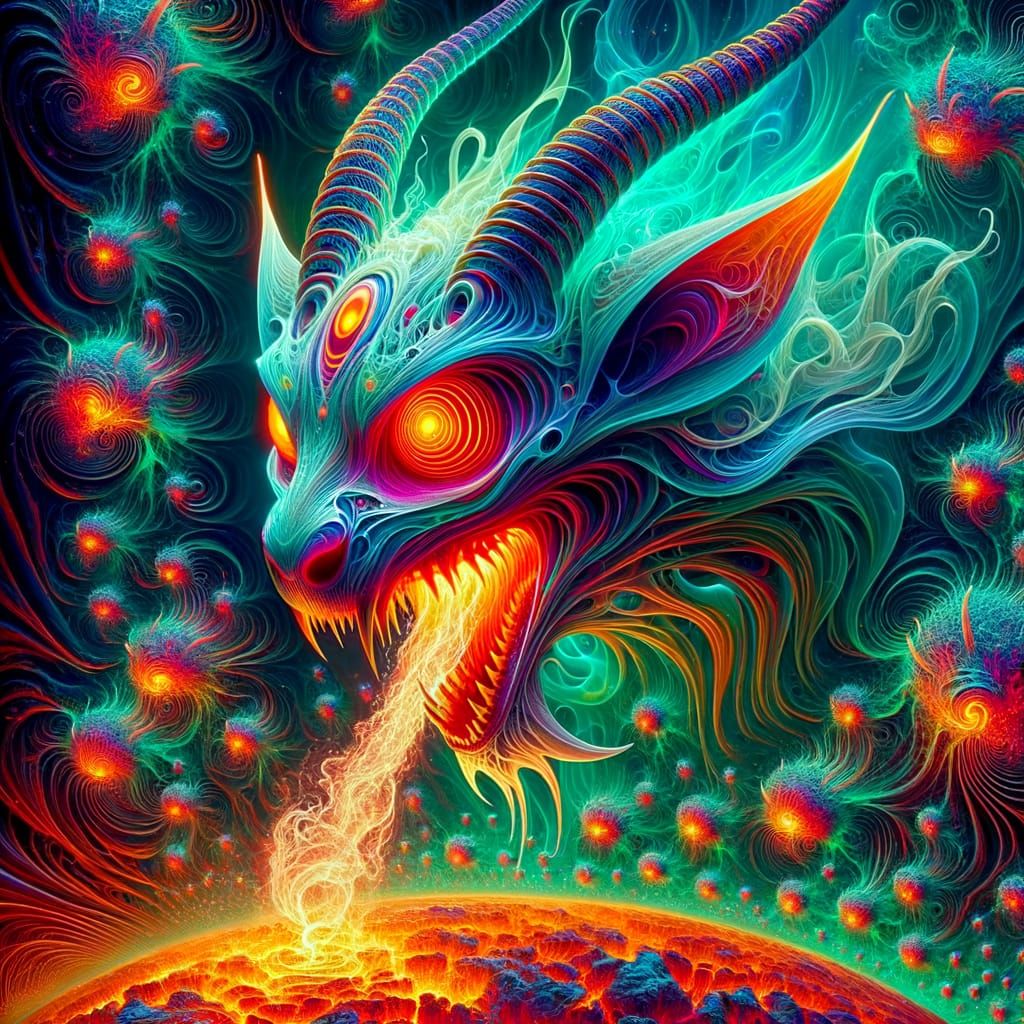 Cyborg Sorcerer Genie in Hyper-Real Underworldly Scene