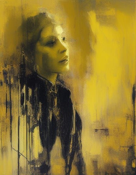 Yellow-Haired Girl in Art Nouveau Digital Painting