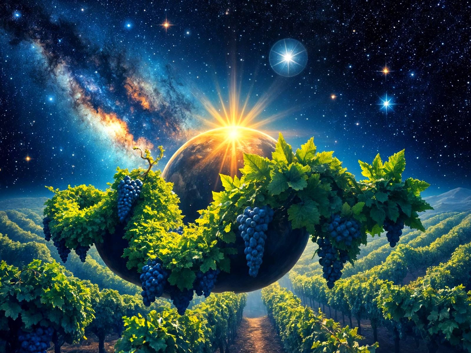 Cosmic Vineyard of Celestial Dreams