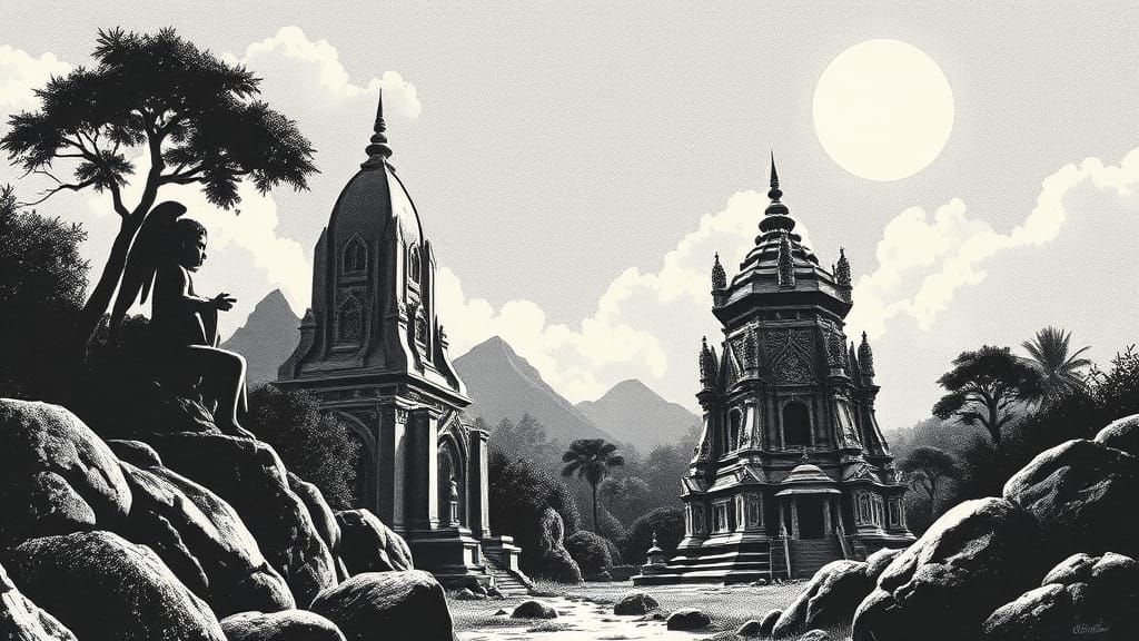 Sang Kelembai Halftone Illustration in Syd Mead Style