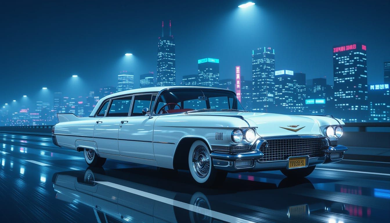 Custom 1960s Cadillac Fleetwood Limousine in Retro City