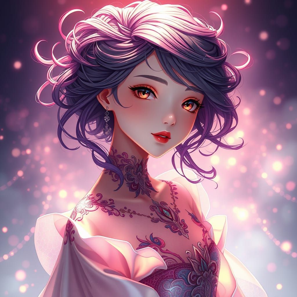 Anime-Inspired Goddess in Ethereal Mist