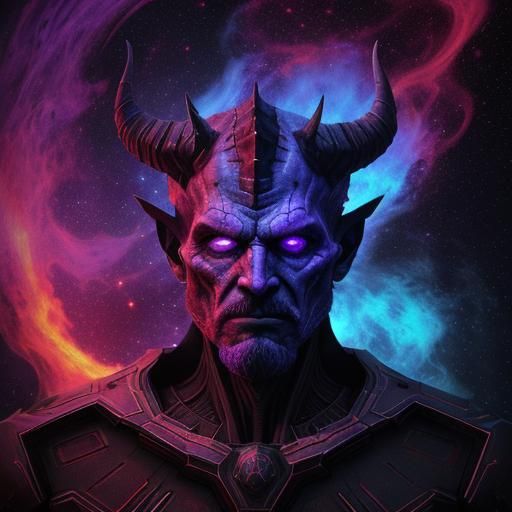 Cosmic Devil in Hell with Fire Effects