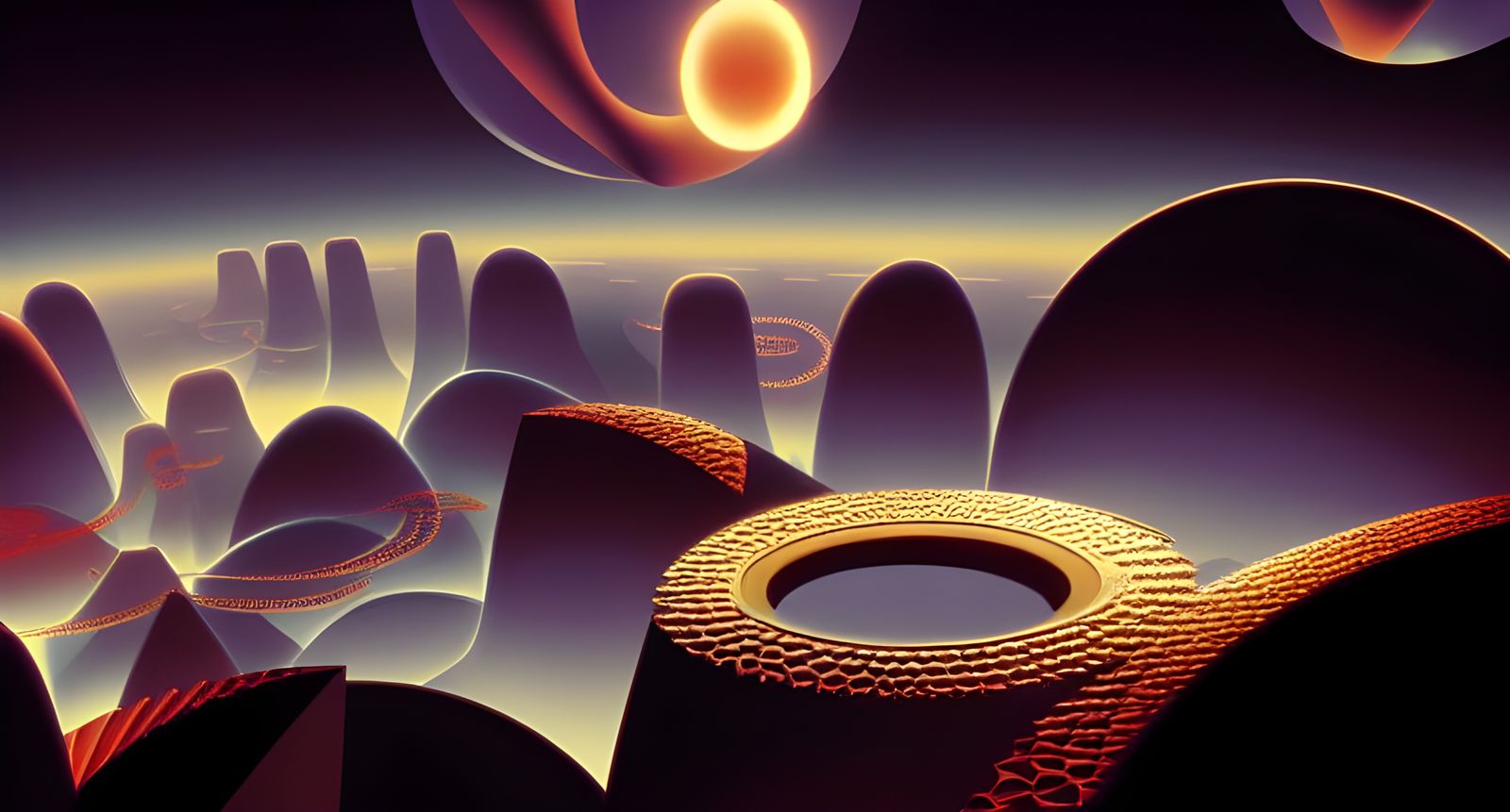 Futuristic Cityscape with Crystalline Buildings