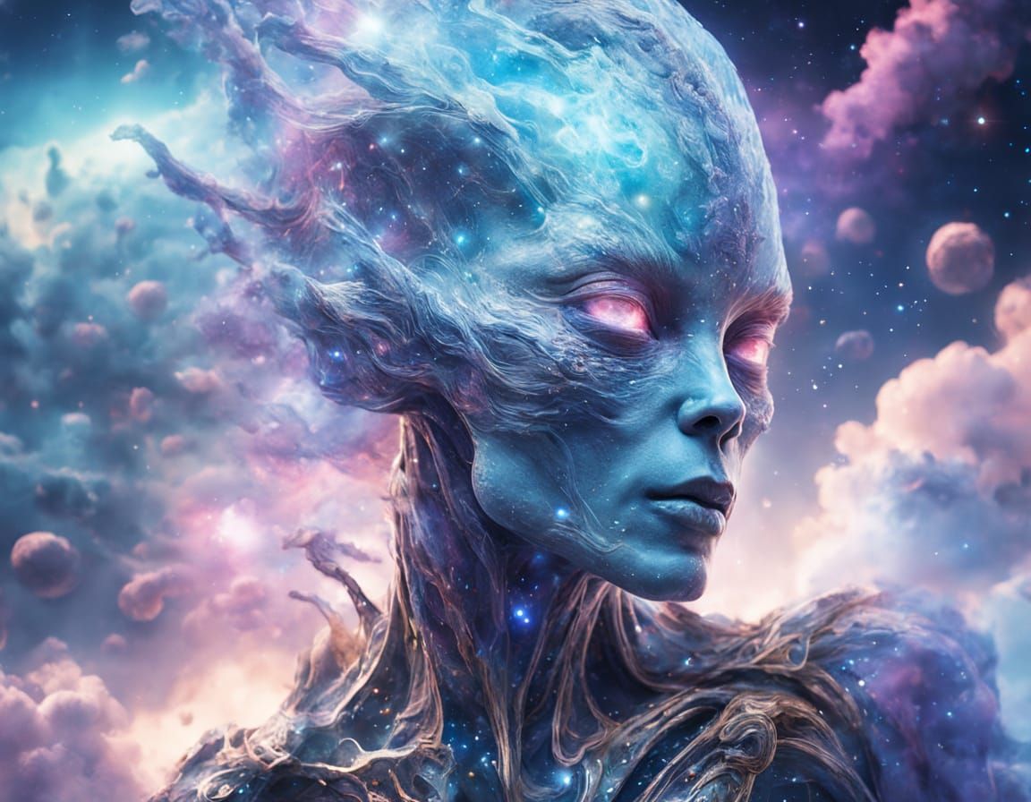 Celestial Alien Portrait in Digital Art Style