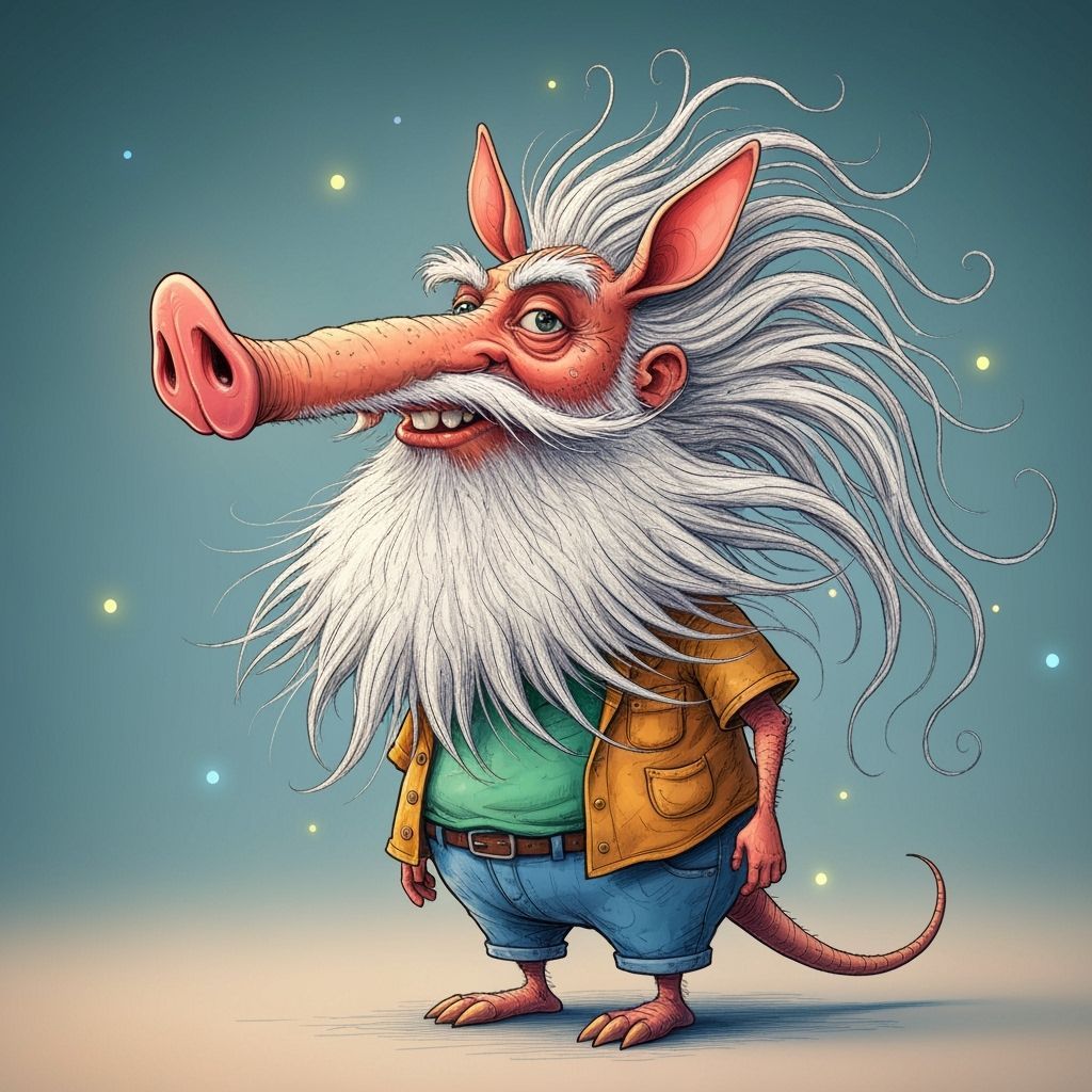 Whimsical Aardvark Caricature in Detailed 3D Style