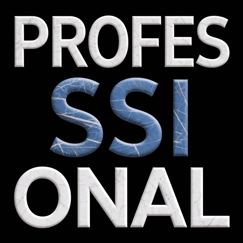 Marble Carvings of PROFES SSI ONAL in Elegant Font