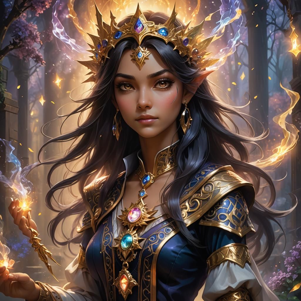 Mystical Dark Magician Girl Portrait in Ethereal Light