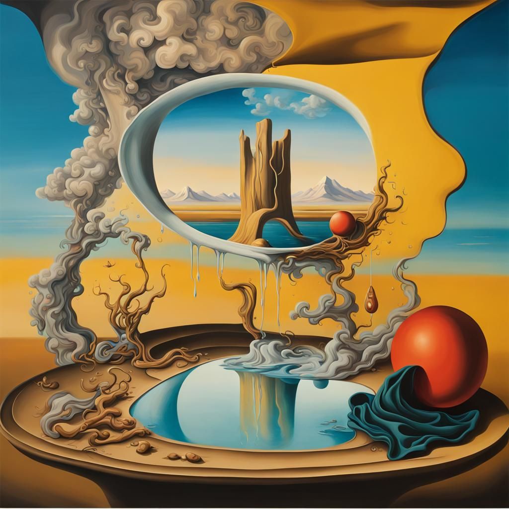 Surrealist Home Design with Vibrant Colors as Oil Painting
