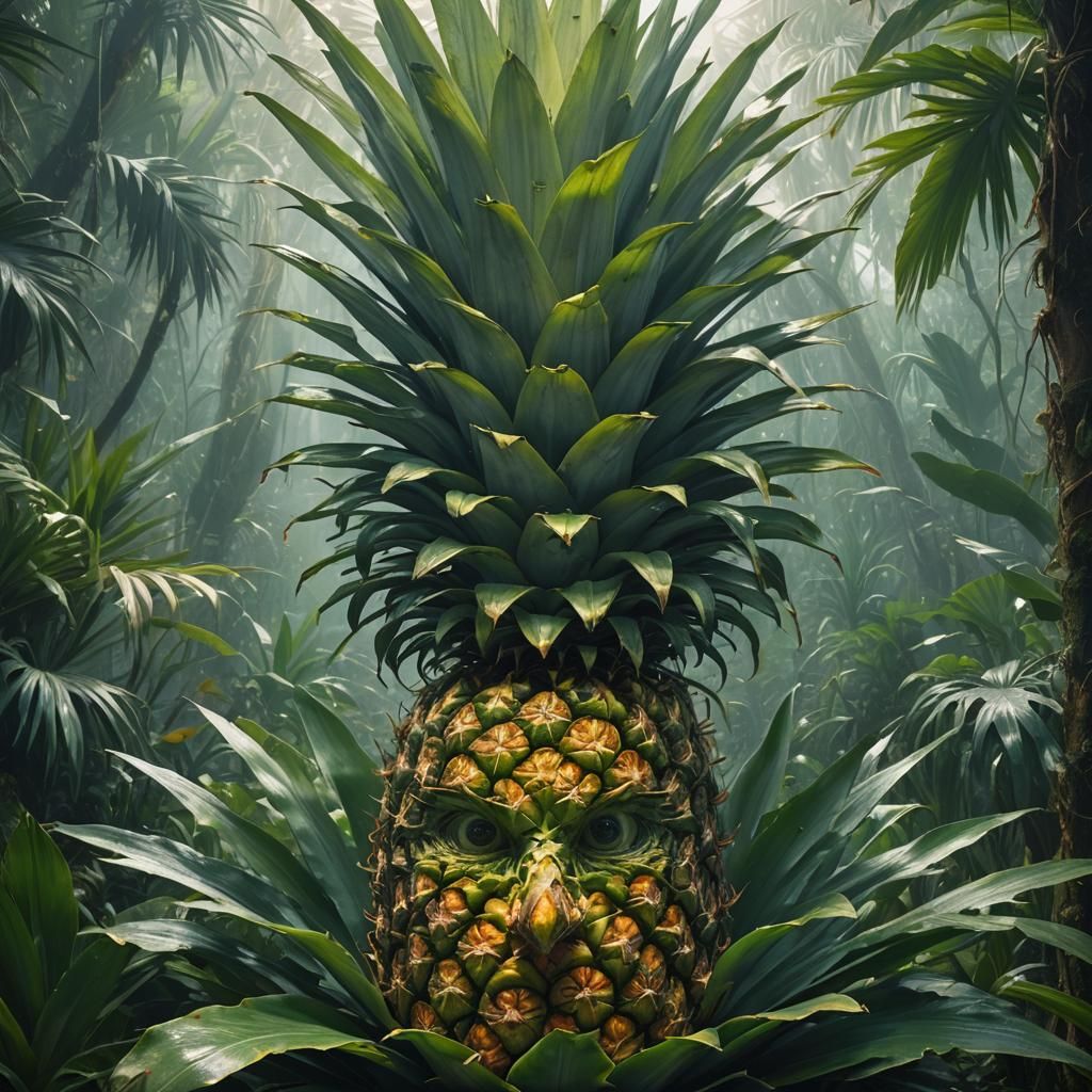 Surreal Jungle: Giant Pineapple with Human Face