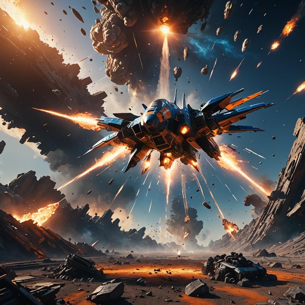 Spaceship Ascends as Sun Collides with Earth