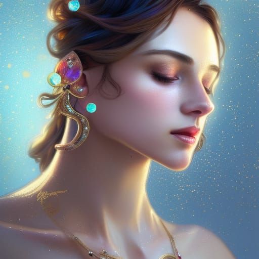 Gorgeous Princess Portrait with Glittering Jewelry