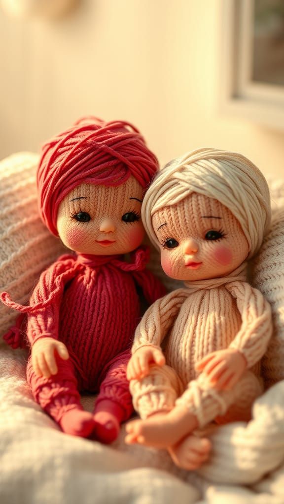 Hyperrealistic Woolen Baby Dolls Portrait