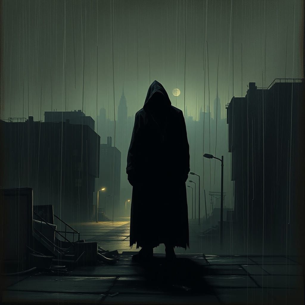 Melancholic Post-Apocalyptic Cityscape at Dusk