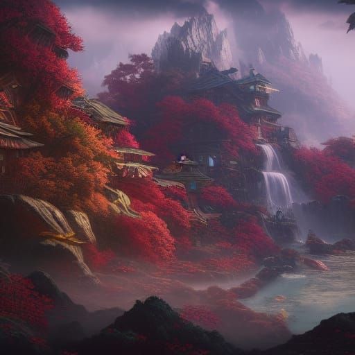 Fantastical Matte Painting in Deep Color, 8K