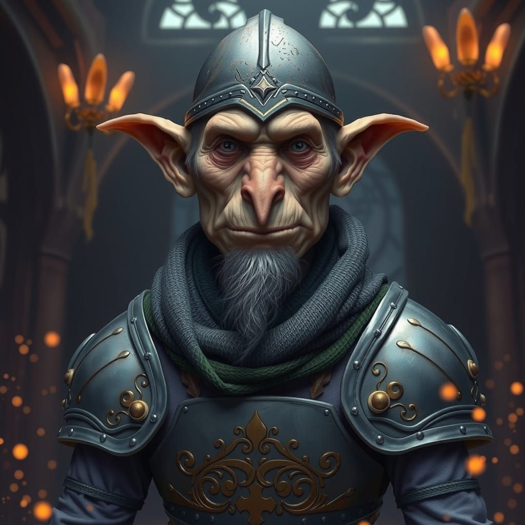 Mystical Goblin Warrior in Medieval Armor