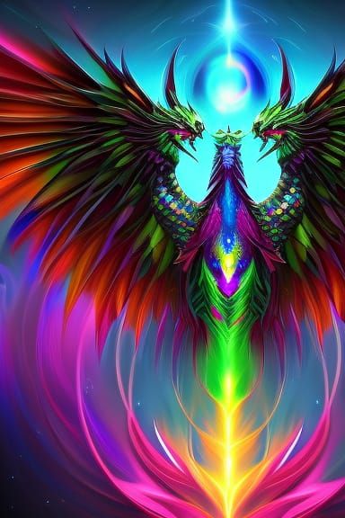 Rainbow Prismatic Dragon in Mystical Fantasy Style