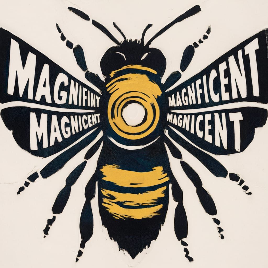 Circled Logo, honey bee with the word "MAGNIFICENT" written ...