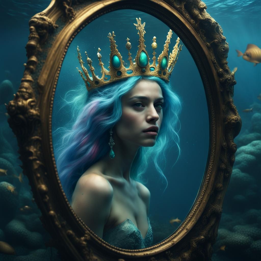 Mermaid in Broken Mirror: Underwater Fantasy
