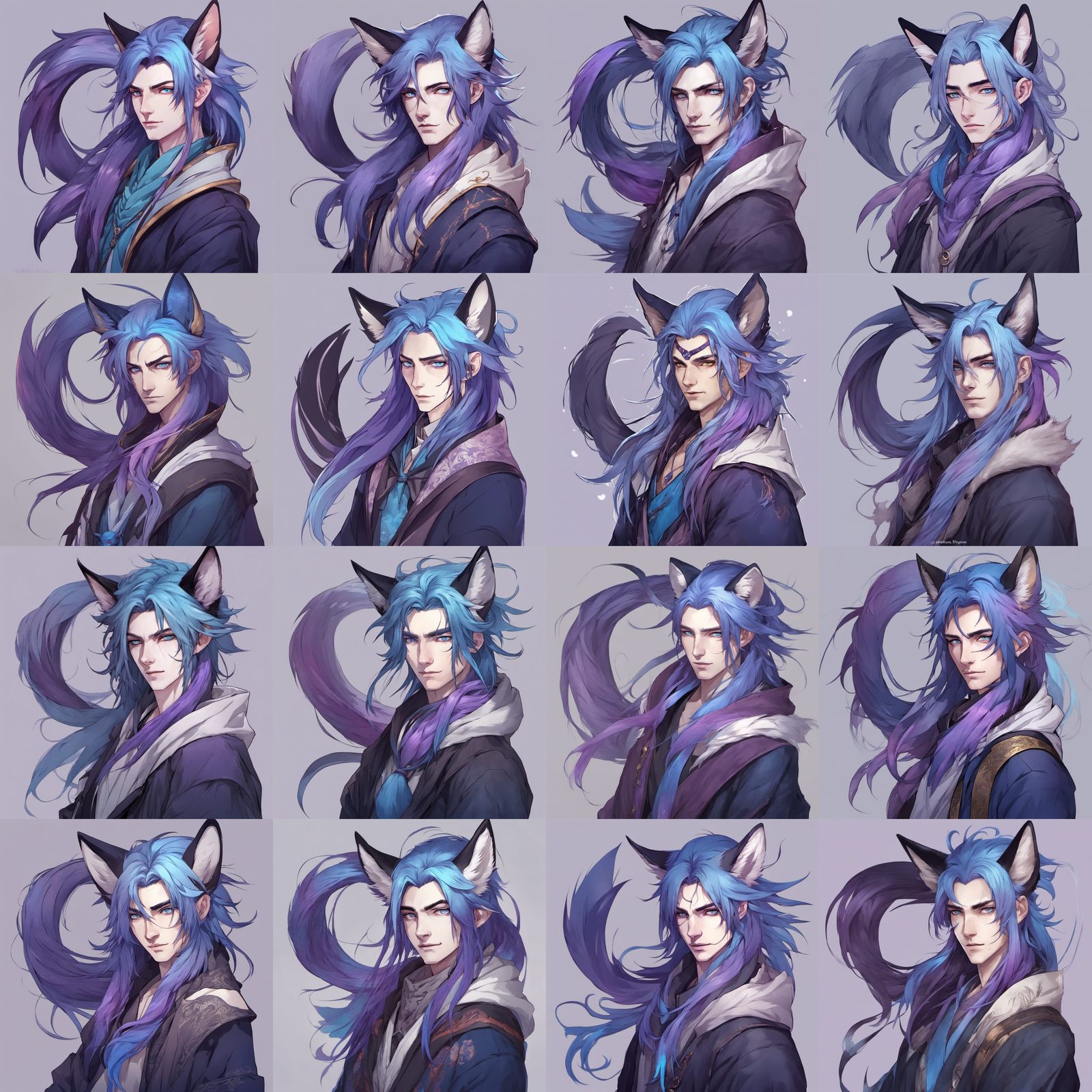 Emo Male Kitsune Hybrid Portrait in Hyperdetailed Style