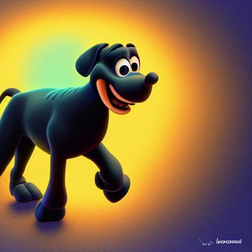 Pixar Style Black Labrador Concept Art