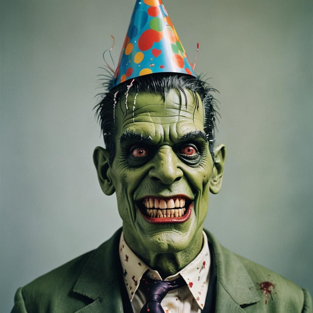Frankenstein's Birthday: A Surreal Digital Portrait