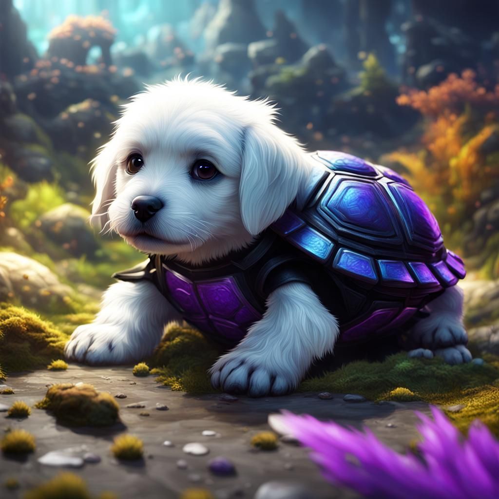 Puppy Turtle Hybrid in Dark Fantasy Style