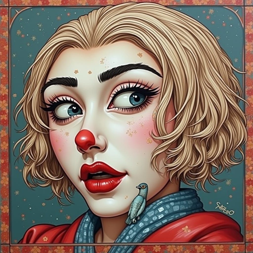 Tutankhamun, Harlequin, and Geisha in Red