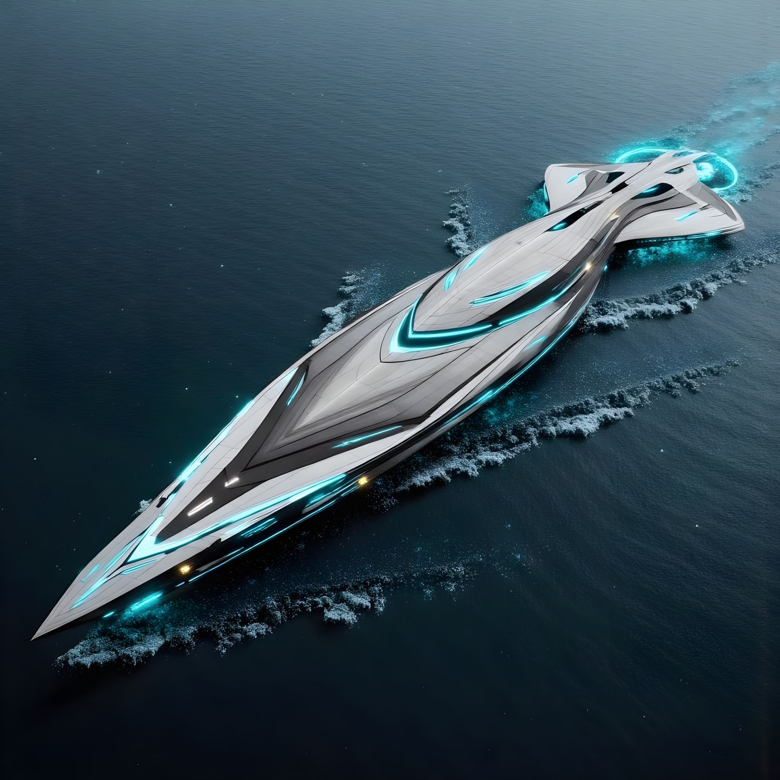 Avant-Garde Racing Yacht on Stormy Sea