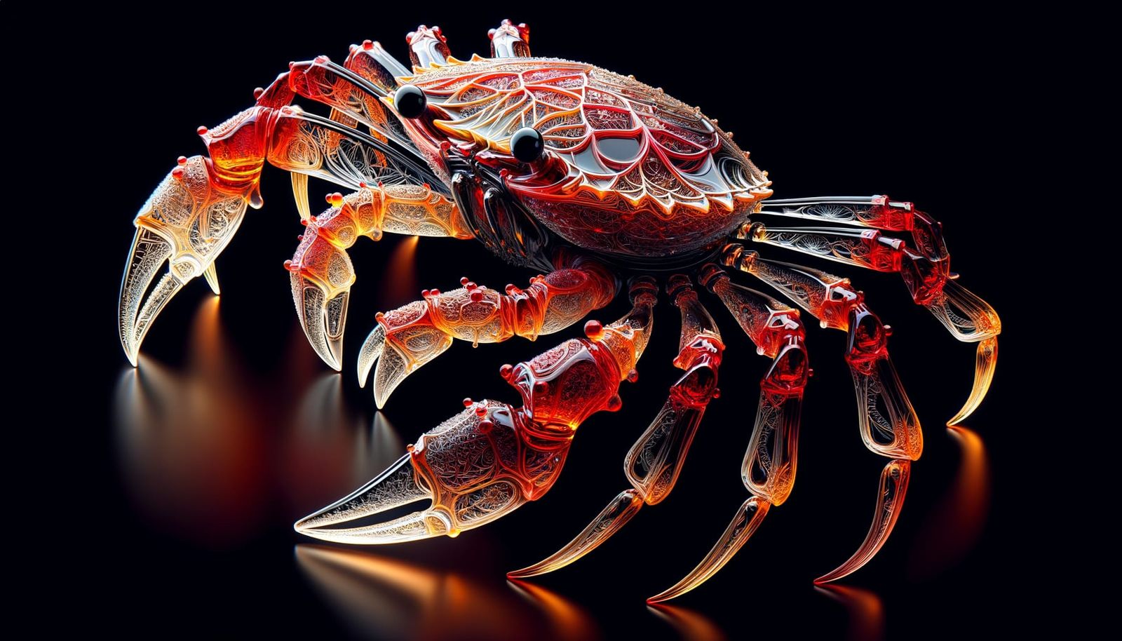 Crystal Glass Crab in Dramatic Lighting