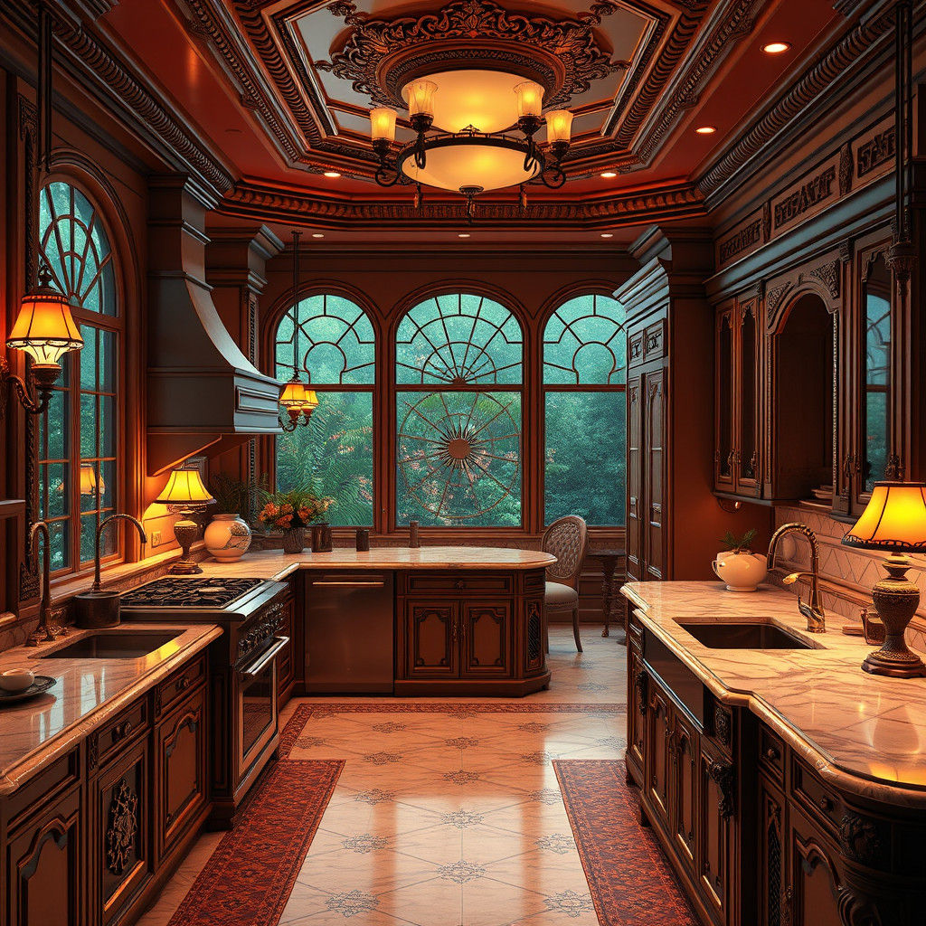 Luxurious 1980s Kitchen in Retro-Futuristic Style