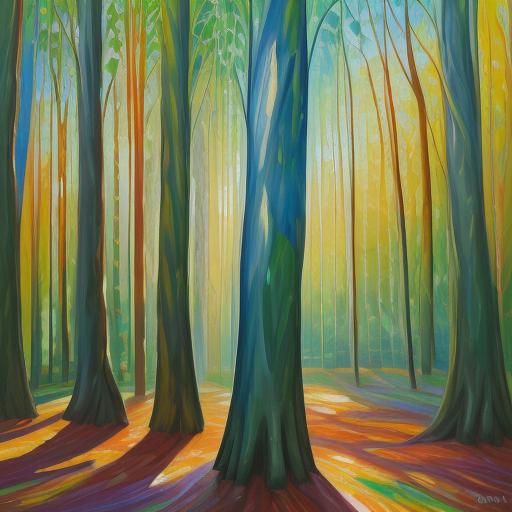 Sunlit Eucalyptus Grove in Expressionist Oil Painting