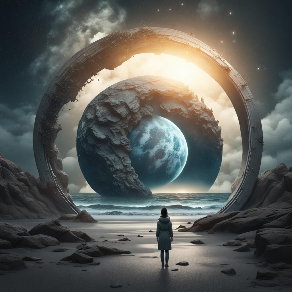 Beach Portal to Another Universe: Hyperrealistic Landscape