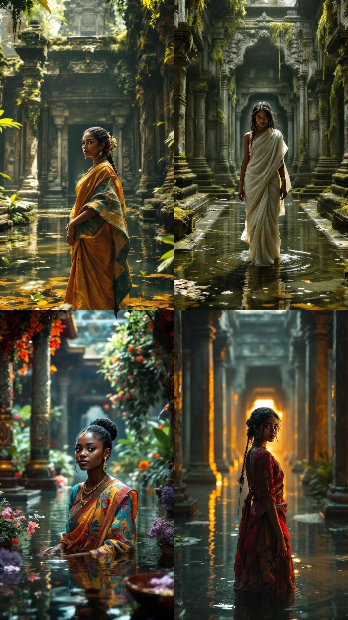 Bangladeshi Girl in Flooded Temple