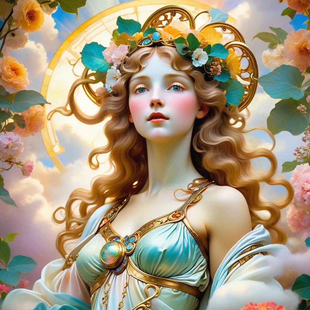 Goddess Venus in a Symbolist Garden