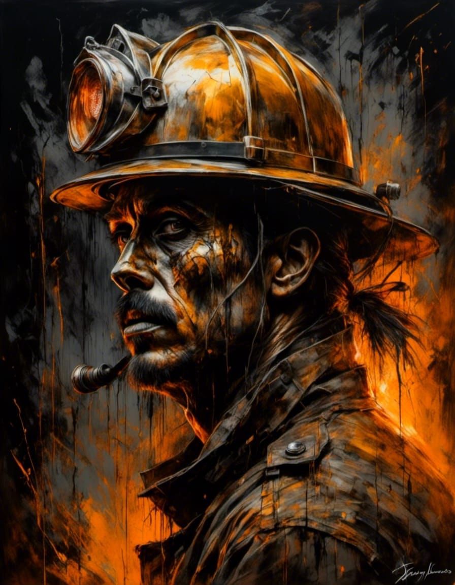 Firefighter in Golden Sunrise: Chiaroscuro Lighting