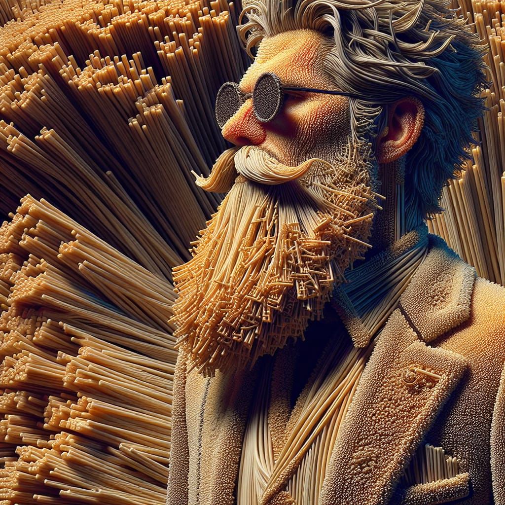 String Cheese Beard: Hyperrealistic Hypermaximalist Portrait