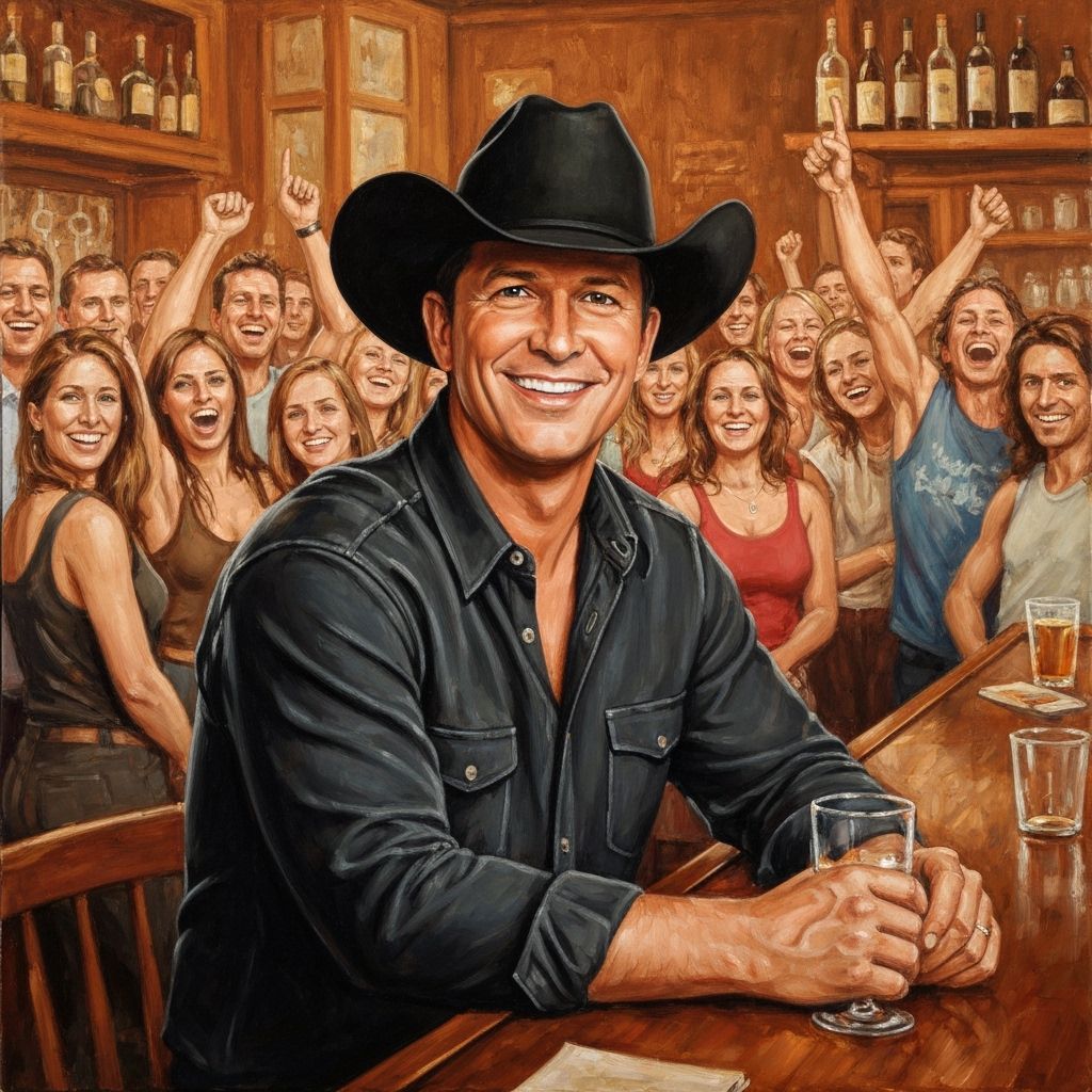 Impressionist Painting of Garth Brooks in a Lively Tavern