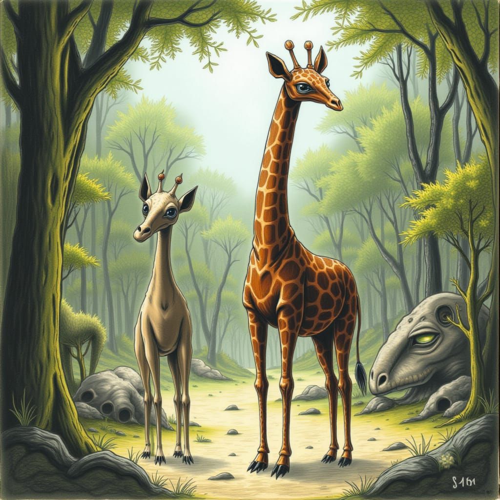 Regal Giraffe in Sunlit Zoo Enclosure