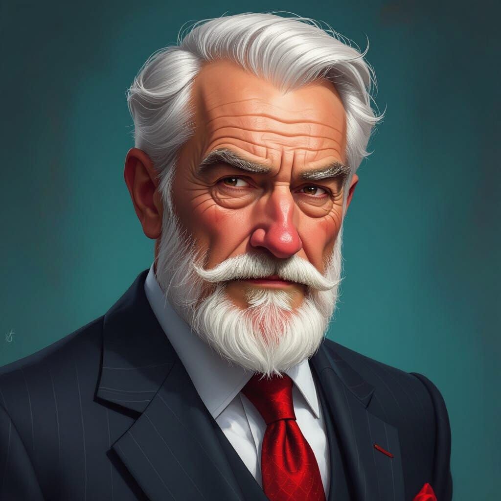 Hyperrealistic Portrait of Elderly Man in Suit