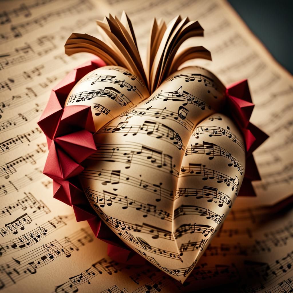 Baroque Paper Heart Origami Papercraft