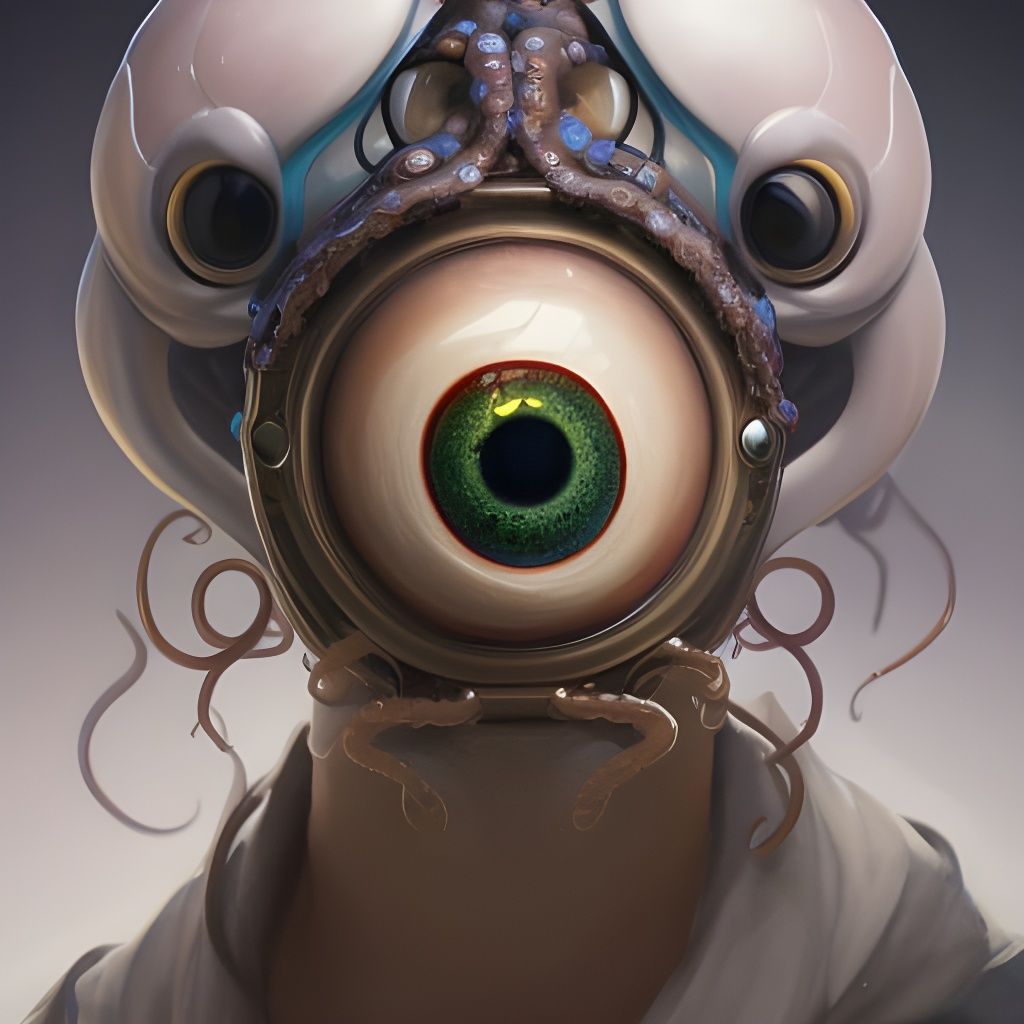 Surreal Tentacled Eyeball Portrait in Hyperdetailed Style