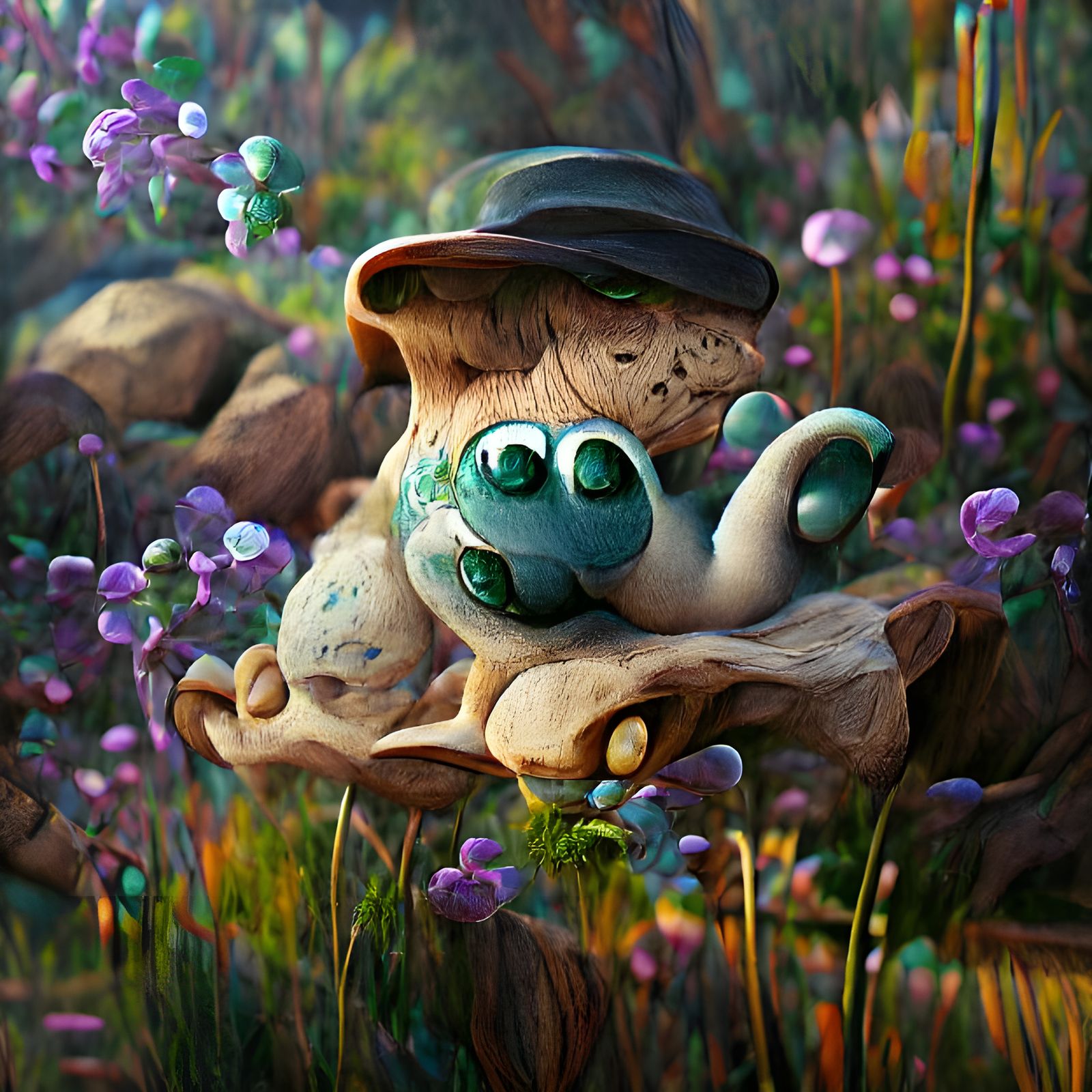 Cute Clay Monster Landscape in Pixar Style