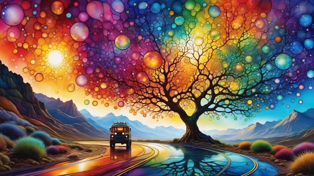 Explosion of Marbles on Winding Road in 3D Style