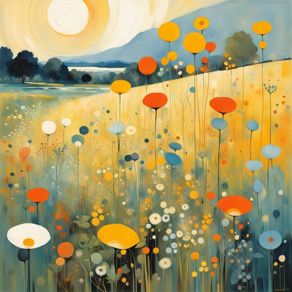 Abstract Floral Meadow in Expressionist Style