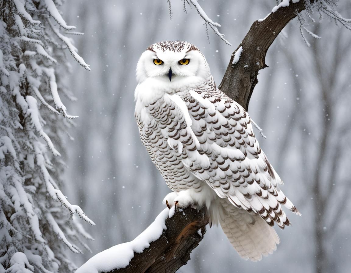 Snowy Owl in a Winter Wonderland