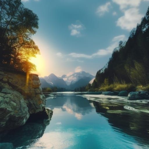 Beautiful river with beautiful crystal clear water and Beautiful background