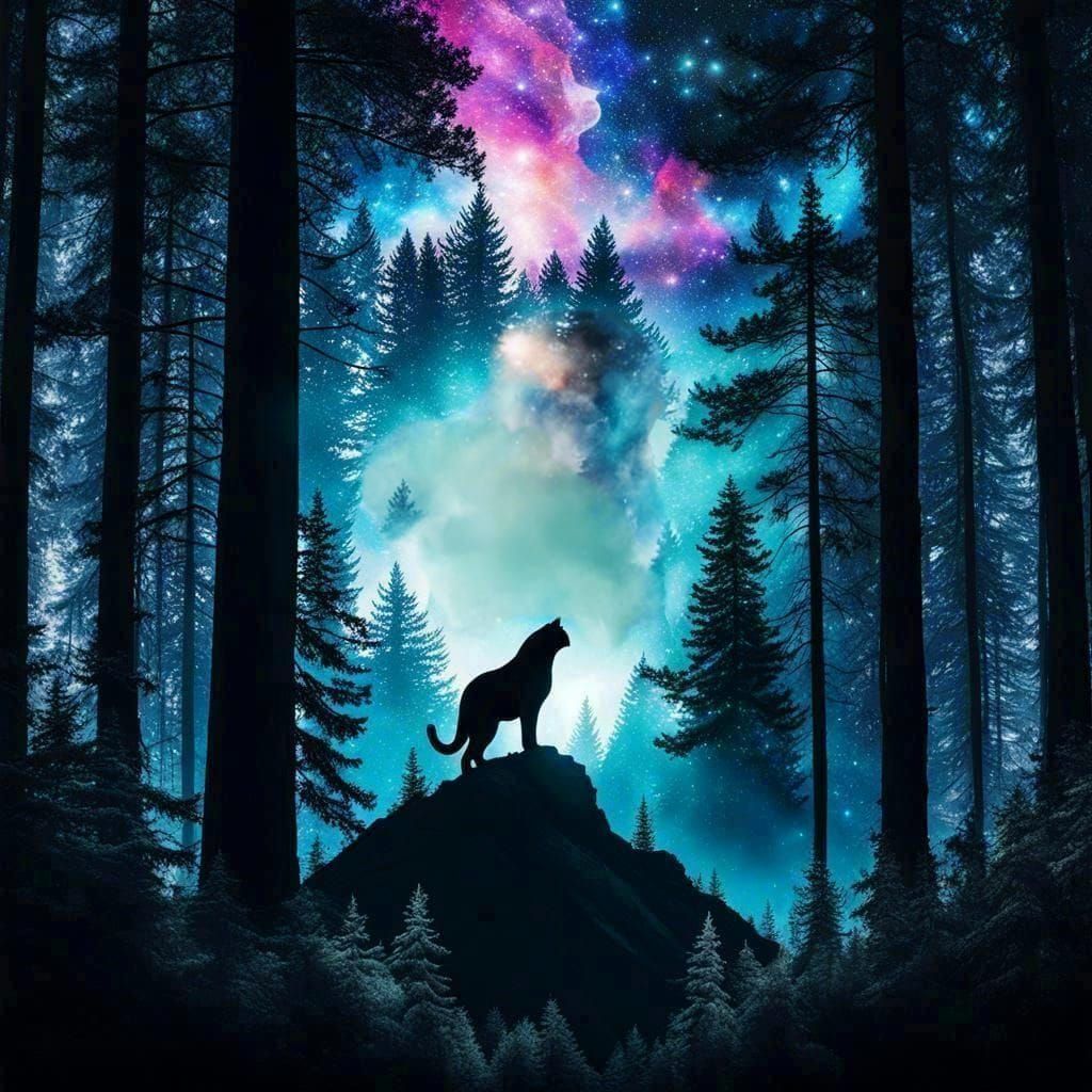 Mountain Lion in Mist: AI Generated Image