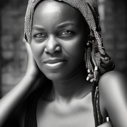 Striking Black and White Photo of African Woman